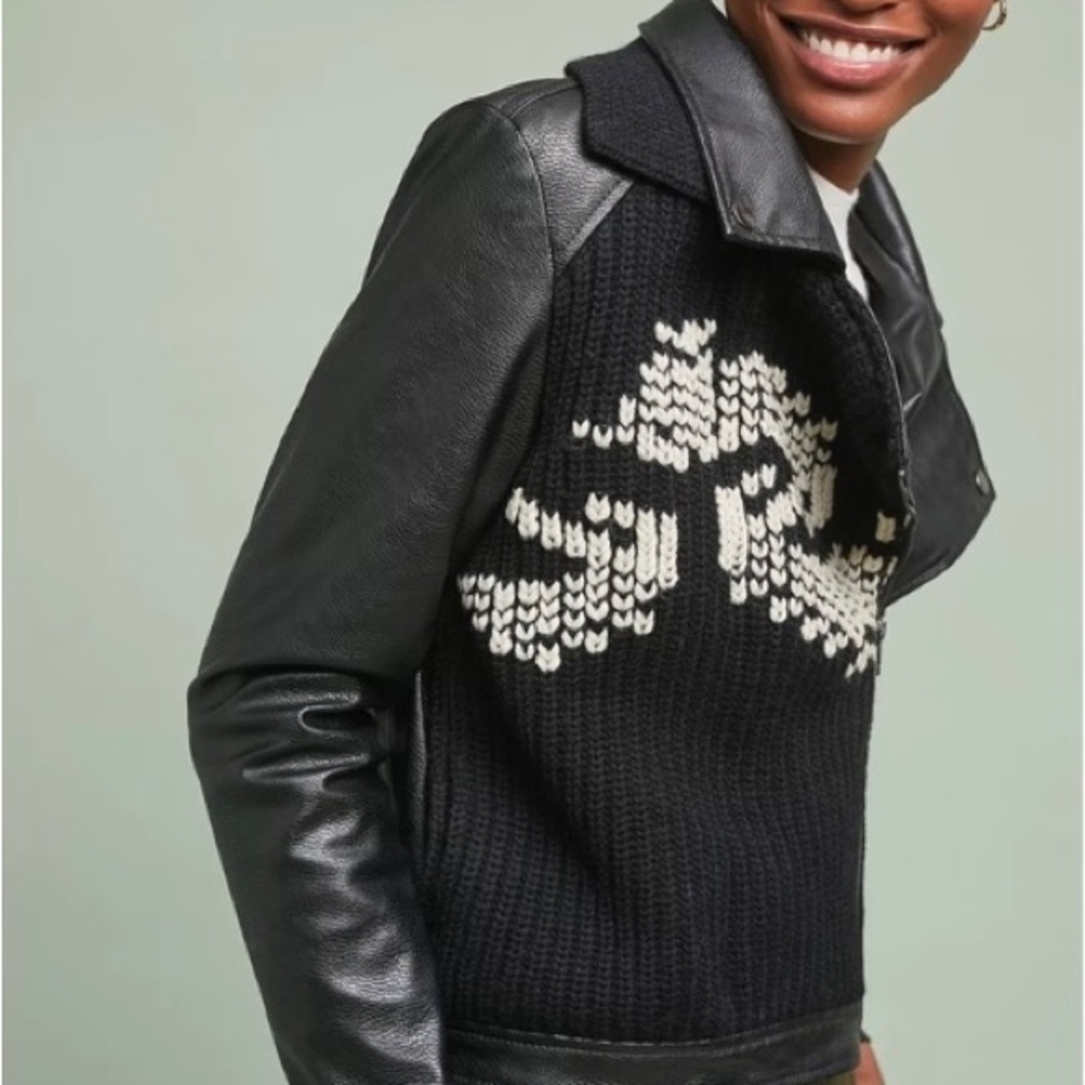 *SOLD* ANTHROPOLOGIE SWEATER MOTO JACKET. Worn twice. Non smoker. Excellent.